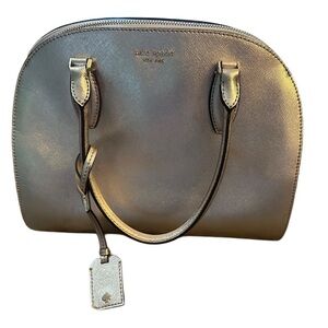 Kate Spade Metallic Champagne Saffiano Leather Dome Satchel Handbag
